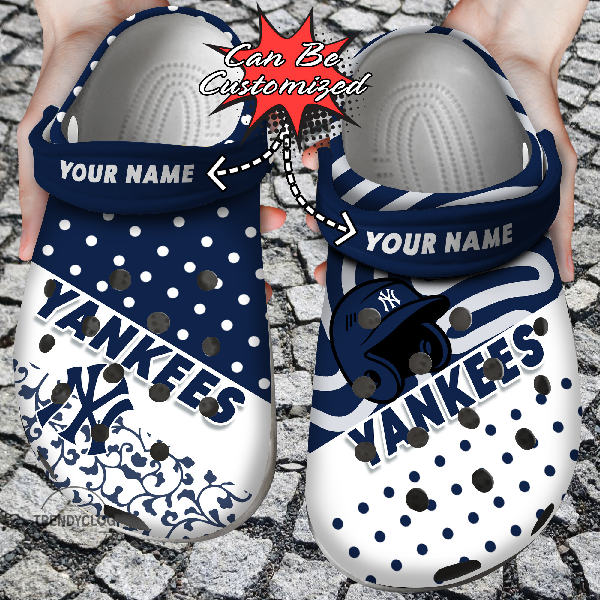 Baseball Crocs – Personalized Ny Yankees Team Polka Dots Colors Clog Shoes