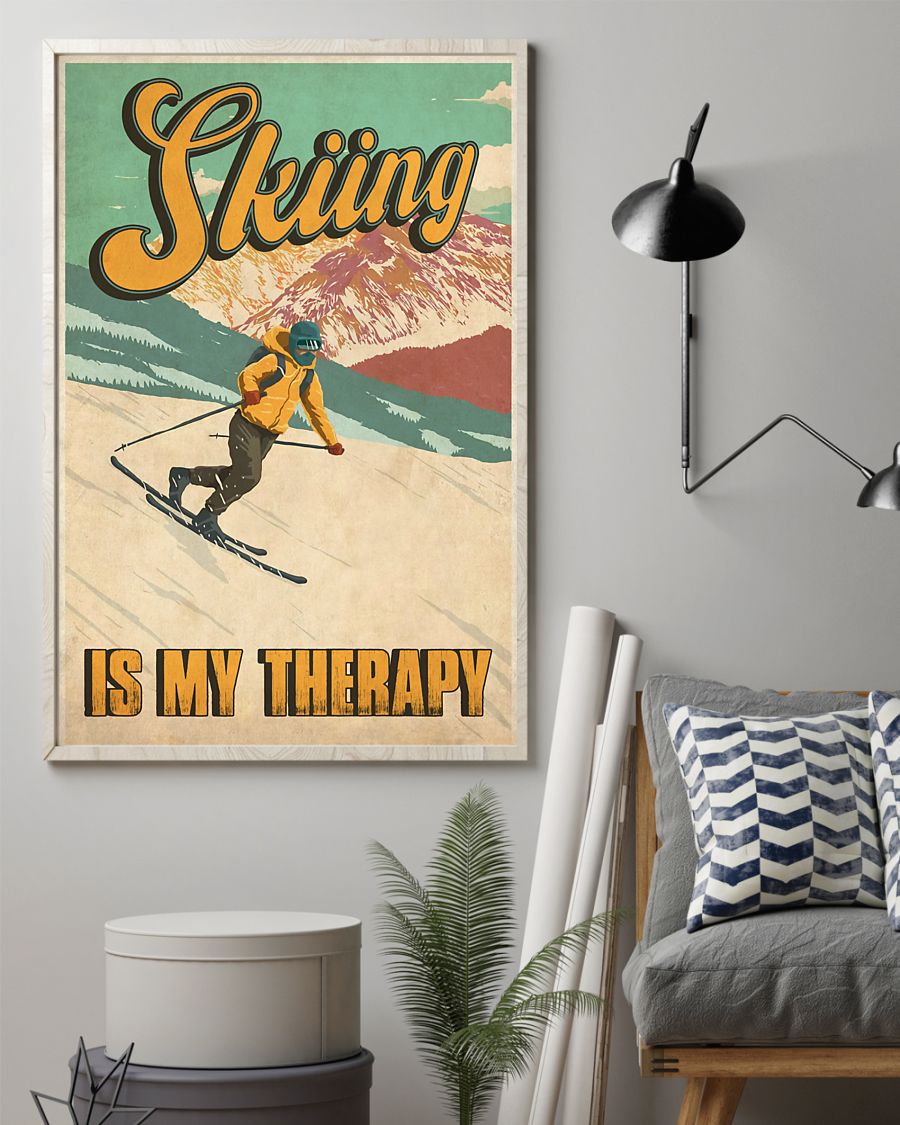 Skiing Is My Therapy Vertical Canvas And Poster | Wall Decor Visual Art