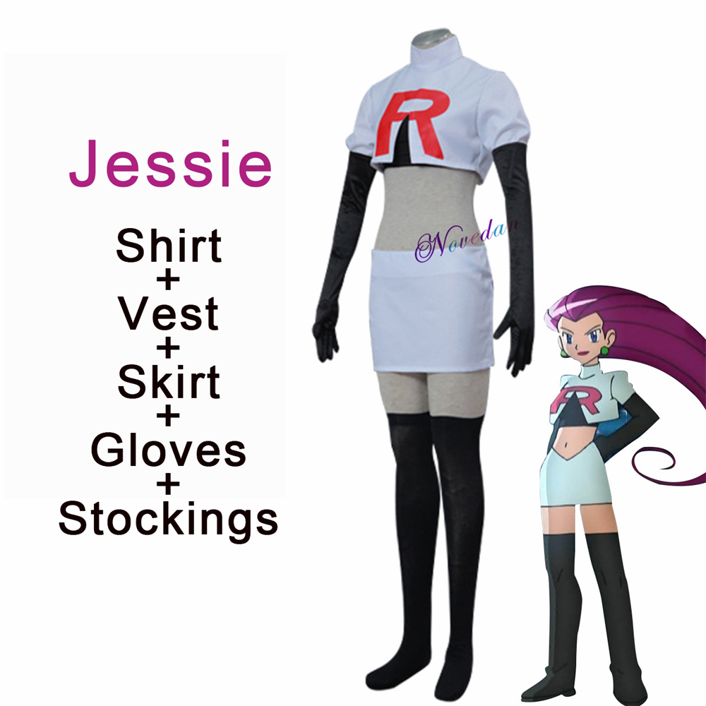 Anime Jessie James Cosplay Costume Team Rocket Jessie Musashi James Kojirou Halloween Cosplay Costume Full Set Women Men alx