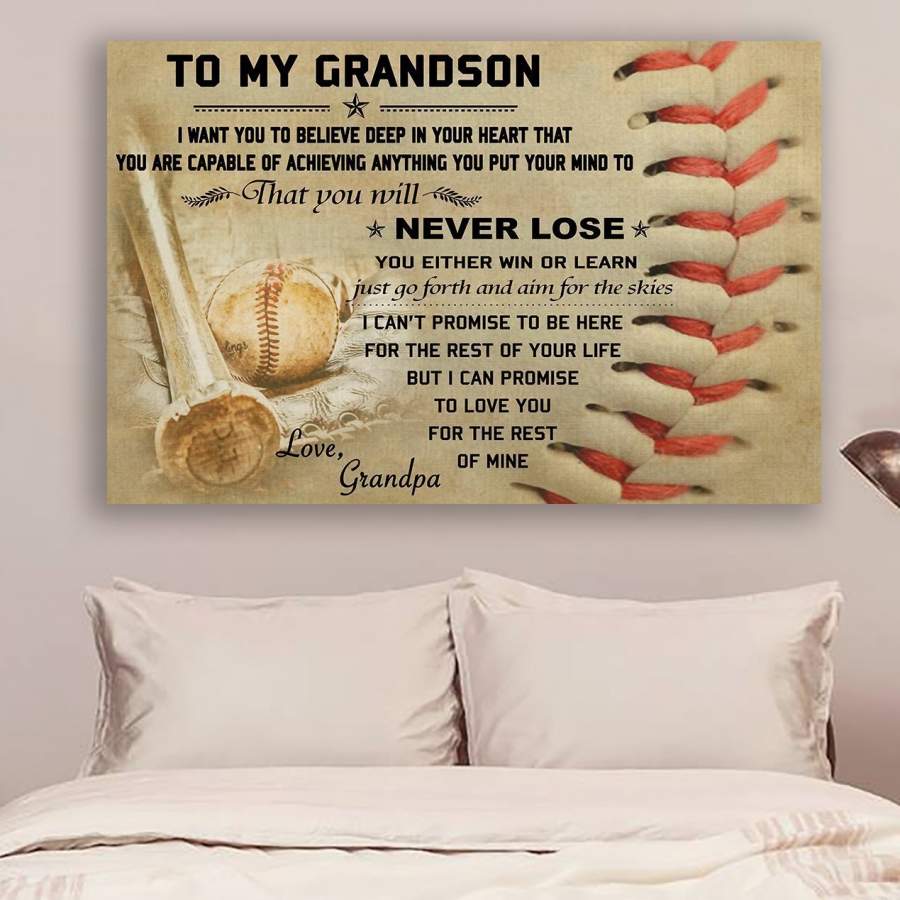 BASEBALL POSTER – GRANDPA TO GRANDSON – NEVER LOSE