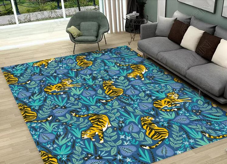 3D Cartoon Tiger Leaf Non-Slip Rug Mat 237