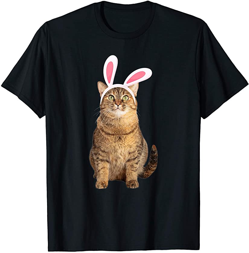 Cute Cat Wearing Bunny Ears Funny Happy Easter T-Shirt