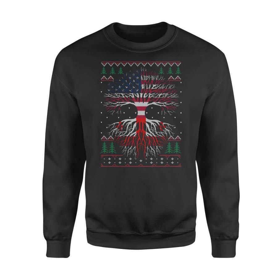 YOLOstuff Georgian Roots American US Grown Flag Ugly Christmas – Standard Fleece Sweatshirt