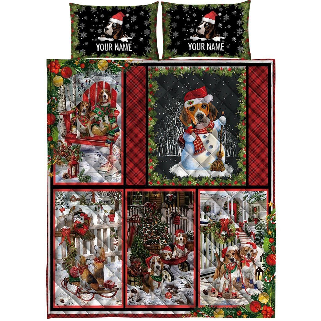 Casespring 3D Beagle Christmas Custom Quilt Set