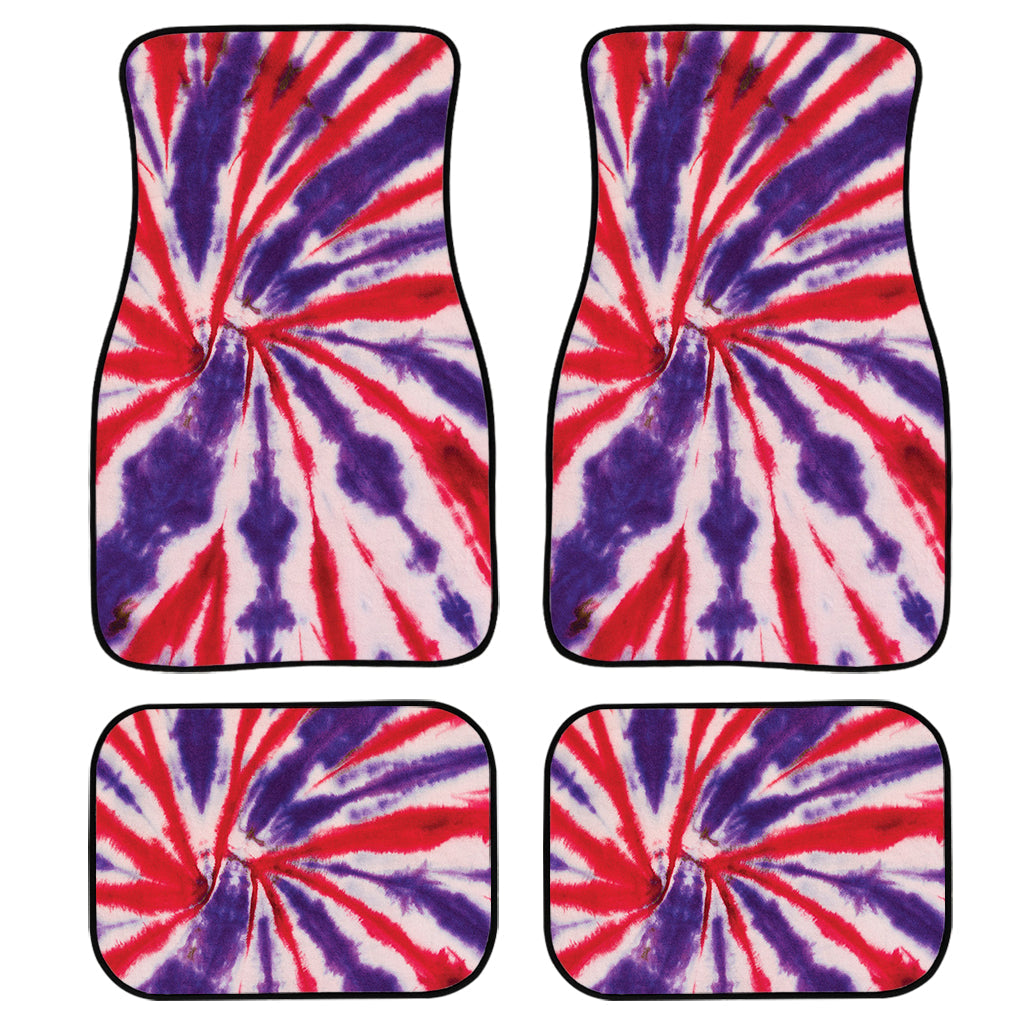 Purple And Red Spider Tie Dye Print Front And Back Car Floor Mats, Front Car Mat