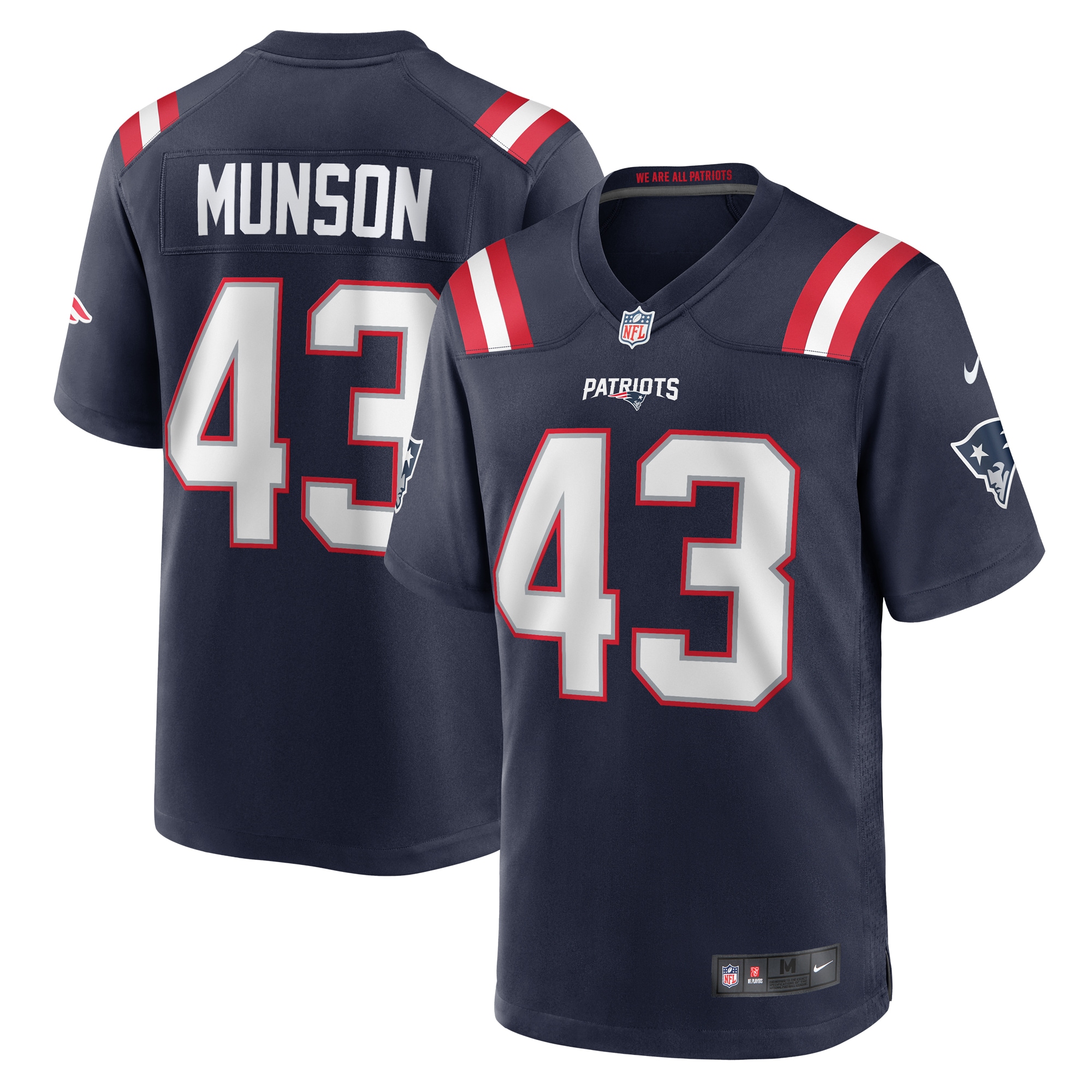 Calvin Munson New England Patriots Home Game Player Jersey – Navy