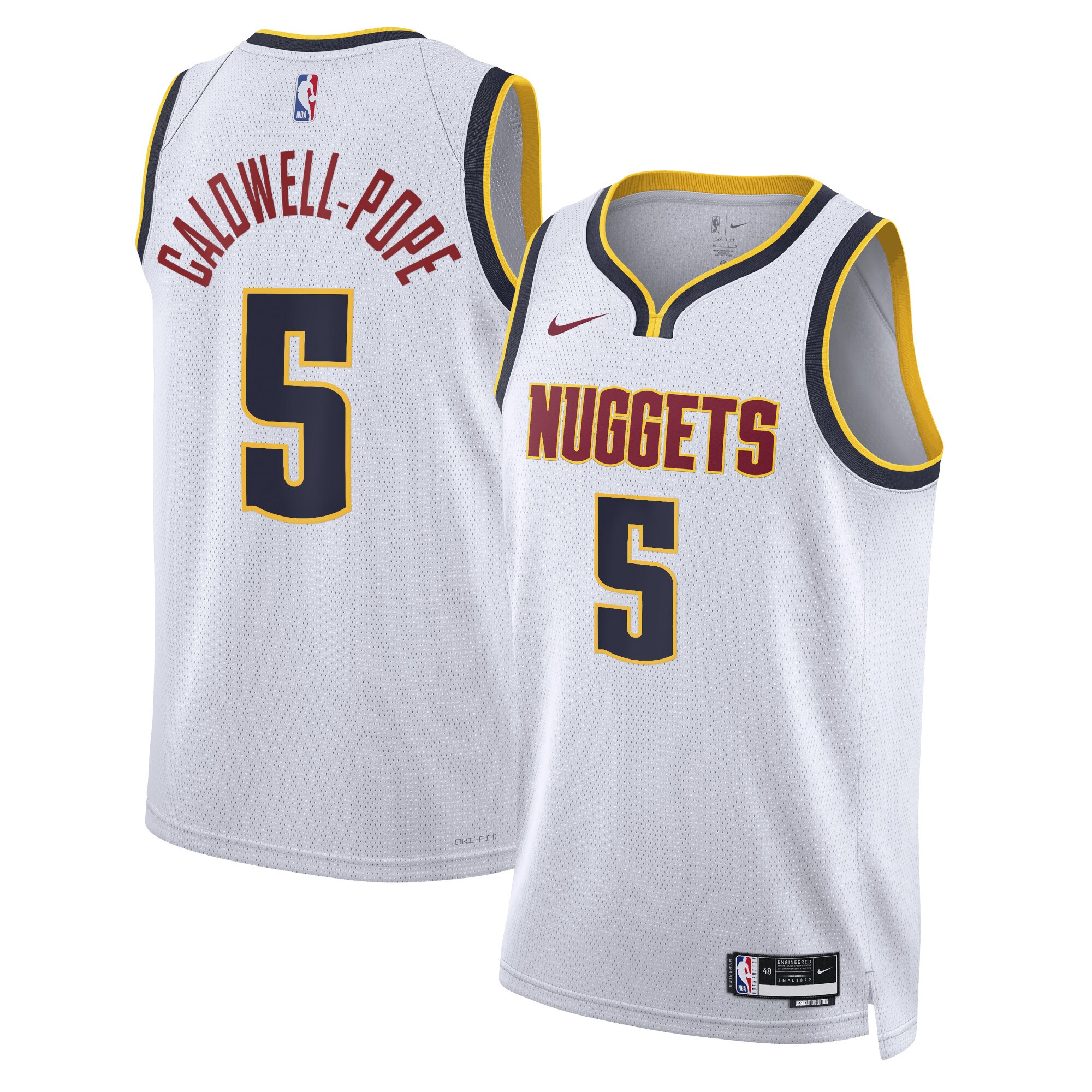 Denver Nuggets Association Edition Swingman Jersey – White – Kentavious Caldwell-Pope – Unisex