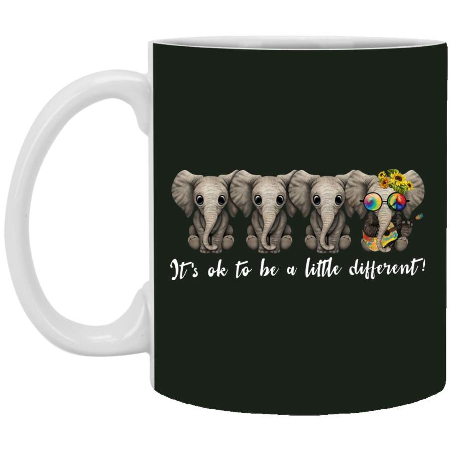 Hippie Peace Sign Elephants It’s Ok To Be a Little Different Mug