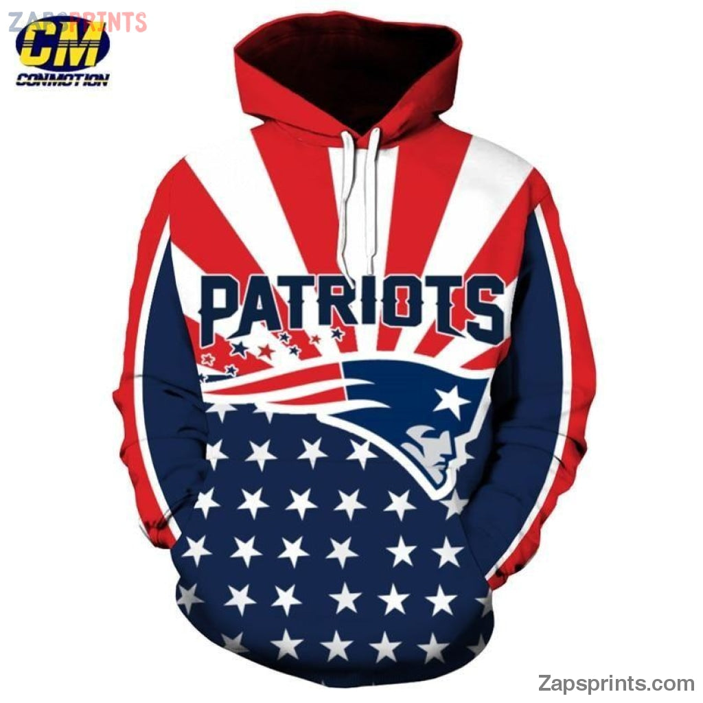 New England Patriots Usa Flag 3D Hoodie Gift Idea For Fan 020