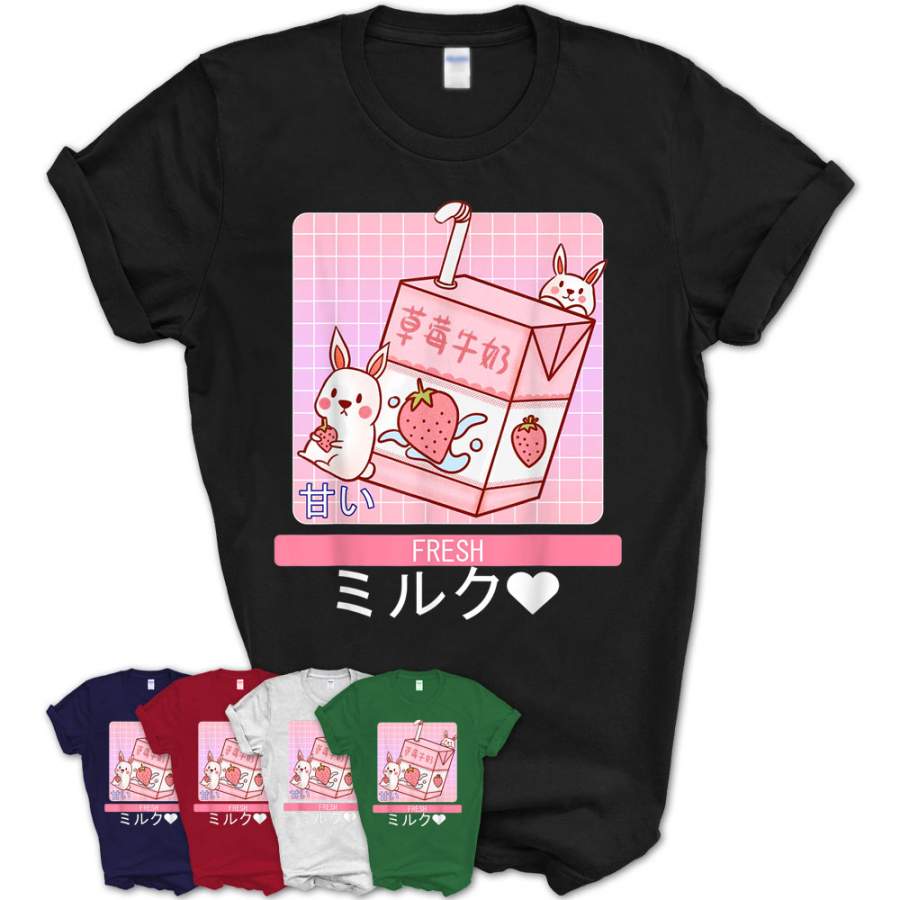 90S Japanese Otaku Stylish Aesthetic Strawberry Milk Kawaii T-Shirt