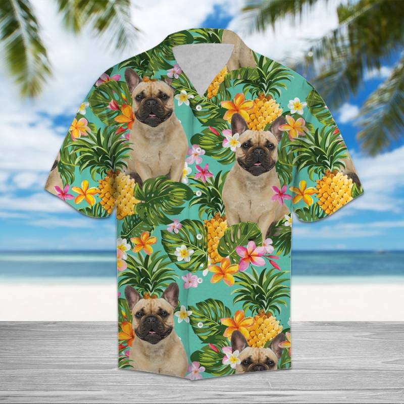 Tropical Pineapple French Bulldog Hawaiian Shirt Ha107997