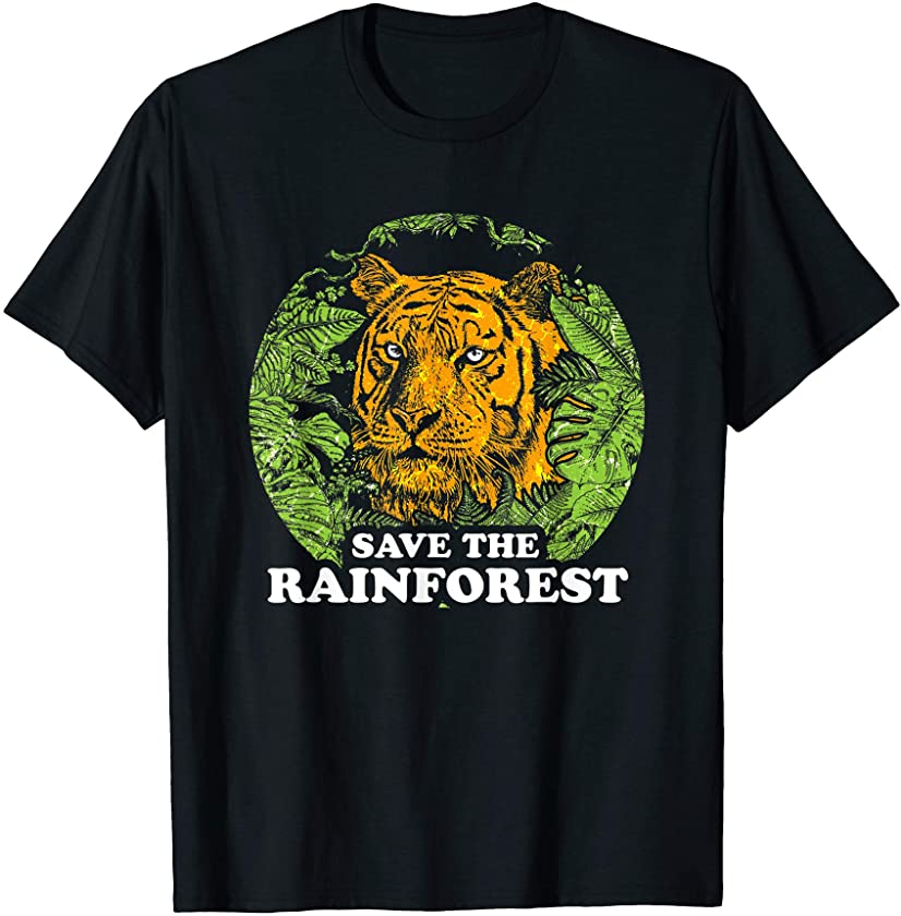 Earth Day Save The Rainforest Tiger Jungle Vintage T-Shirt