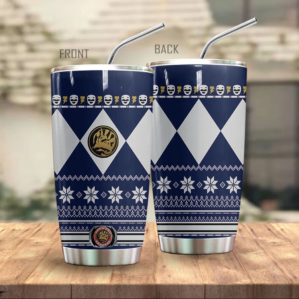 Blue Mighty Morphin Power Ranger Ugly Christmas Gift For Lover Day Travel Tumbler All Over Print Tl97