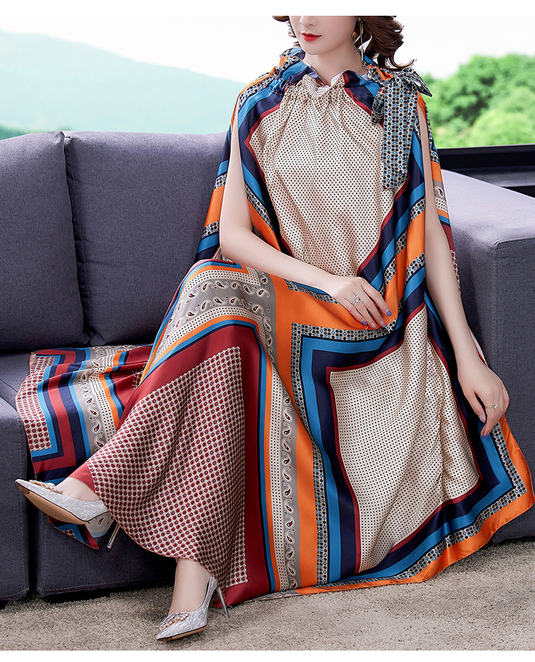 2021 Loose Casual Print Mulberry Silk Maxi Dress Spring Summer Vintage 4XL Plus Size Dress Elegant Women Bodycon Party Vestidos alx