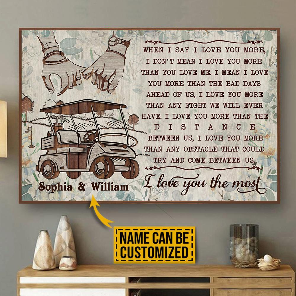 Aeticon Gifts Personalized Golf Cart Floral I Love You The Most Canvas Mom Dad Gift Home Decor