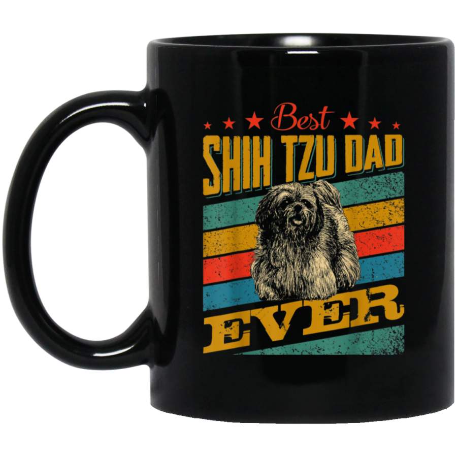 Vintage Best Shih tzu Dad Ever Gift 11 oz 15 oz Mug Black