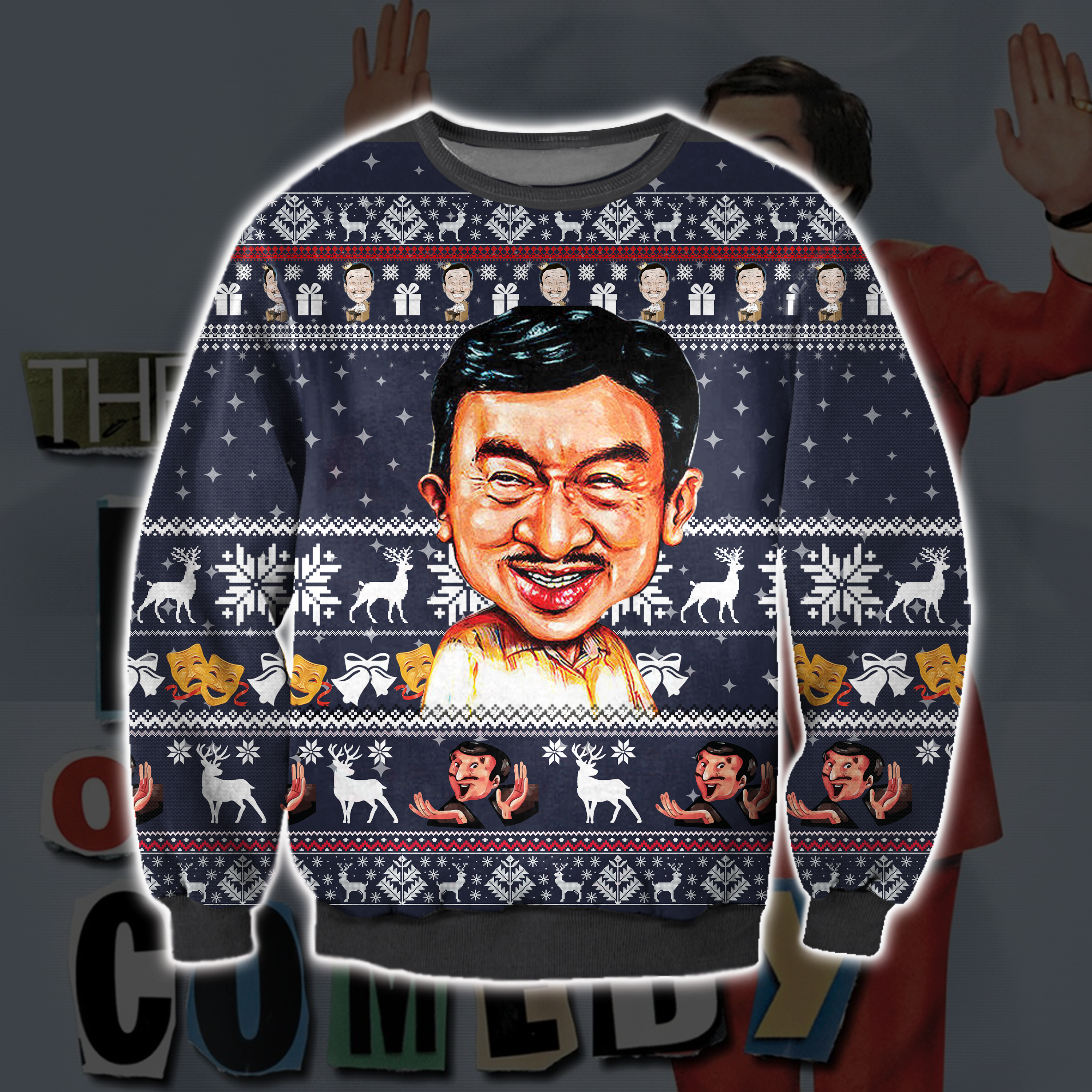 3D All Over Printed The King Of Comedy Ugly Christmas Sweatshirt