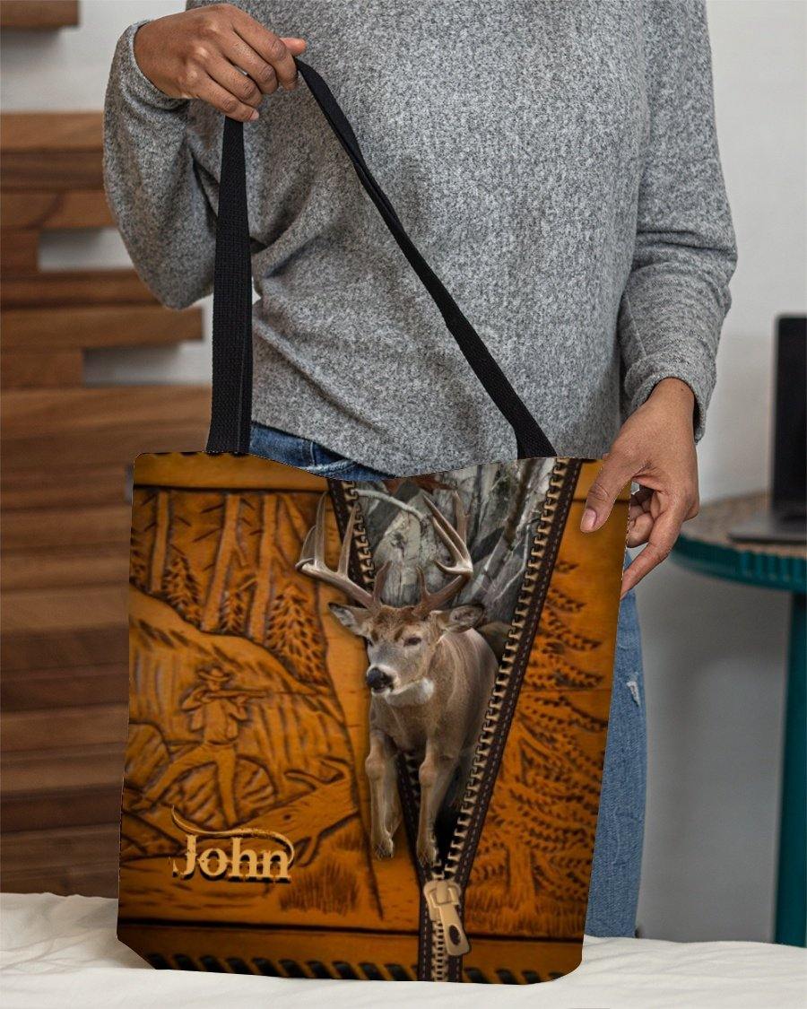 Deer Hunting 3D Personalized Leather Pattern Printed Tote Trendy Fashion
