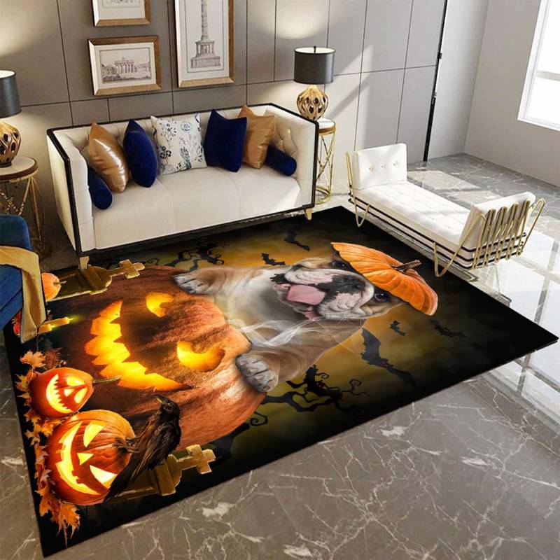 Bulldog Pumpkin Halloween D2608 Rectangle Rug