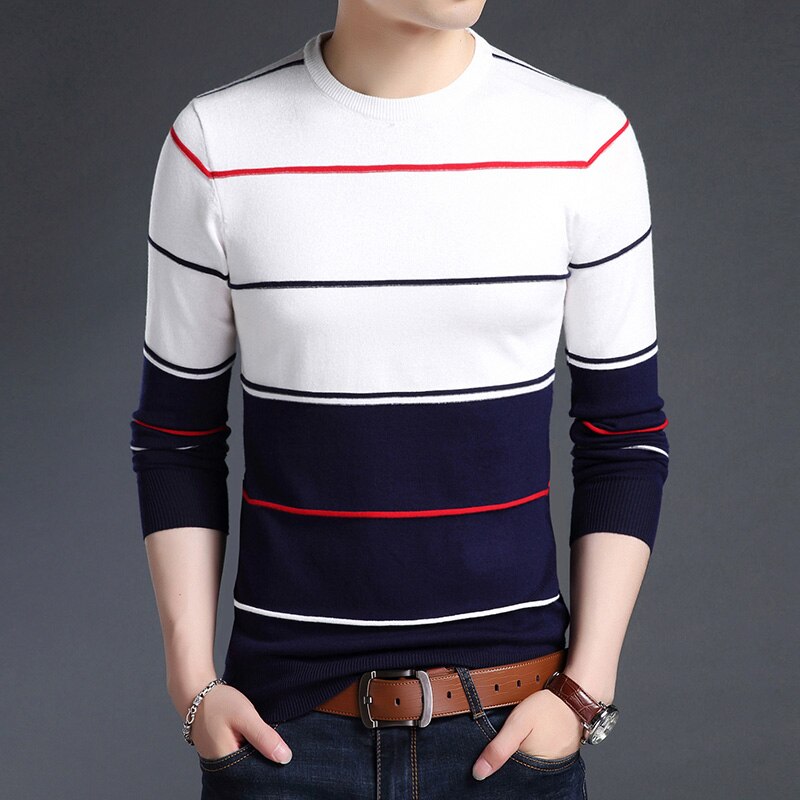 2022 New Fashion Brand Sweater Mens Pullover Striped Slim Fit Jumpers Knitred Woolen Autumn Korean Style Casual Men Clothes XXXL alx