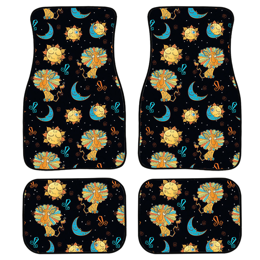 Cute Cartoon Leo Pattern Print Front And Back Car Floor Mats, Front Car Mat