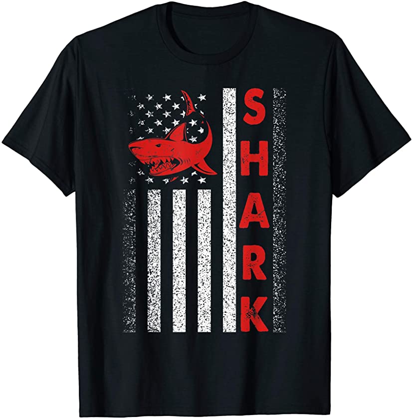 USA Independence Day July 4th American Flag Shark Gift T-Shirt