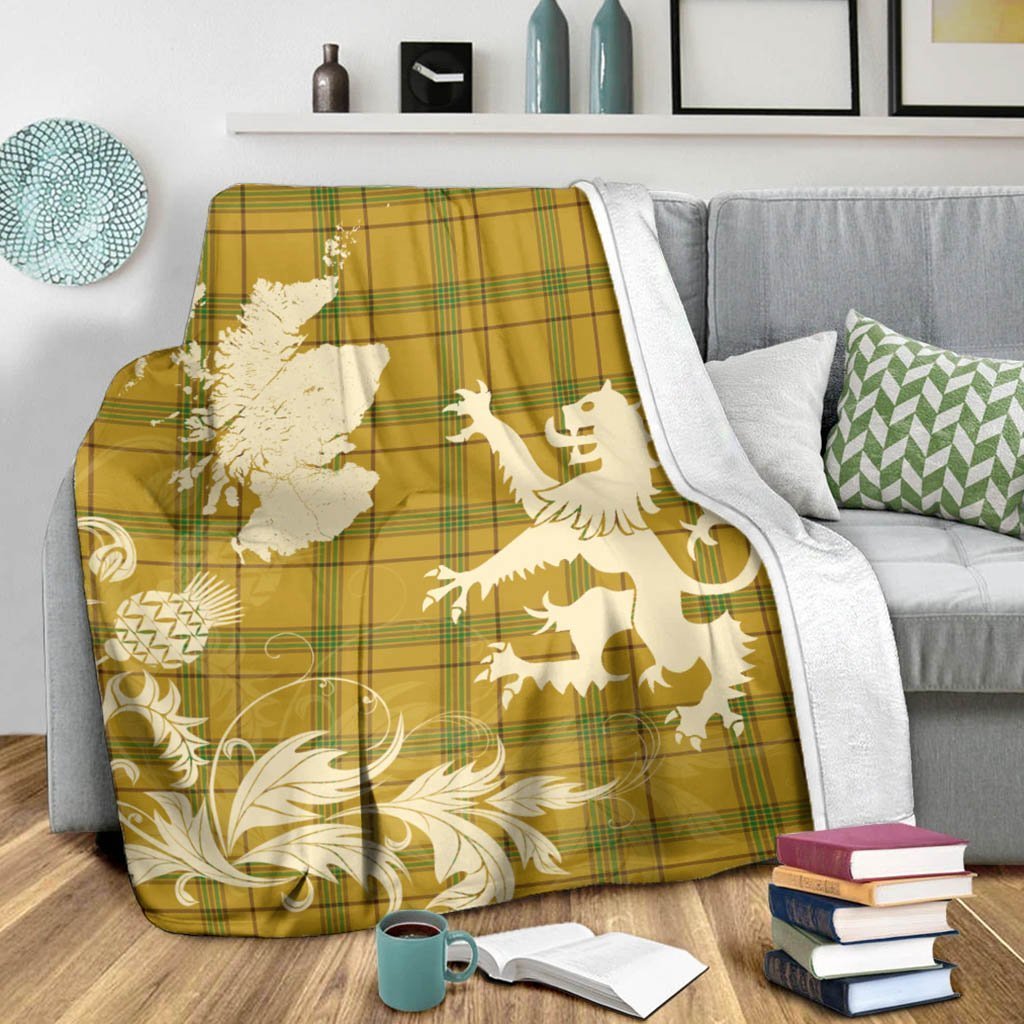 Tartan Blanket Houston Tartan Scotland Lion Thistle Map Plaid Blanket