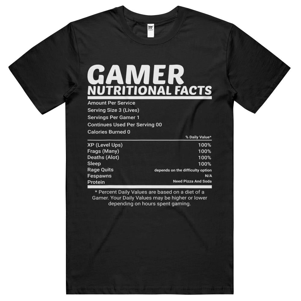 Nutritional Facts Shirt, Gamer Nutrition Facts Shirt, Gamer Nutritional Facts Cool Gamer Video Game T Shirts