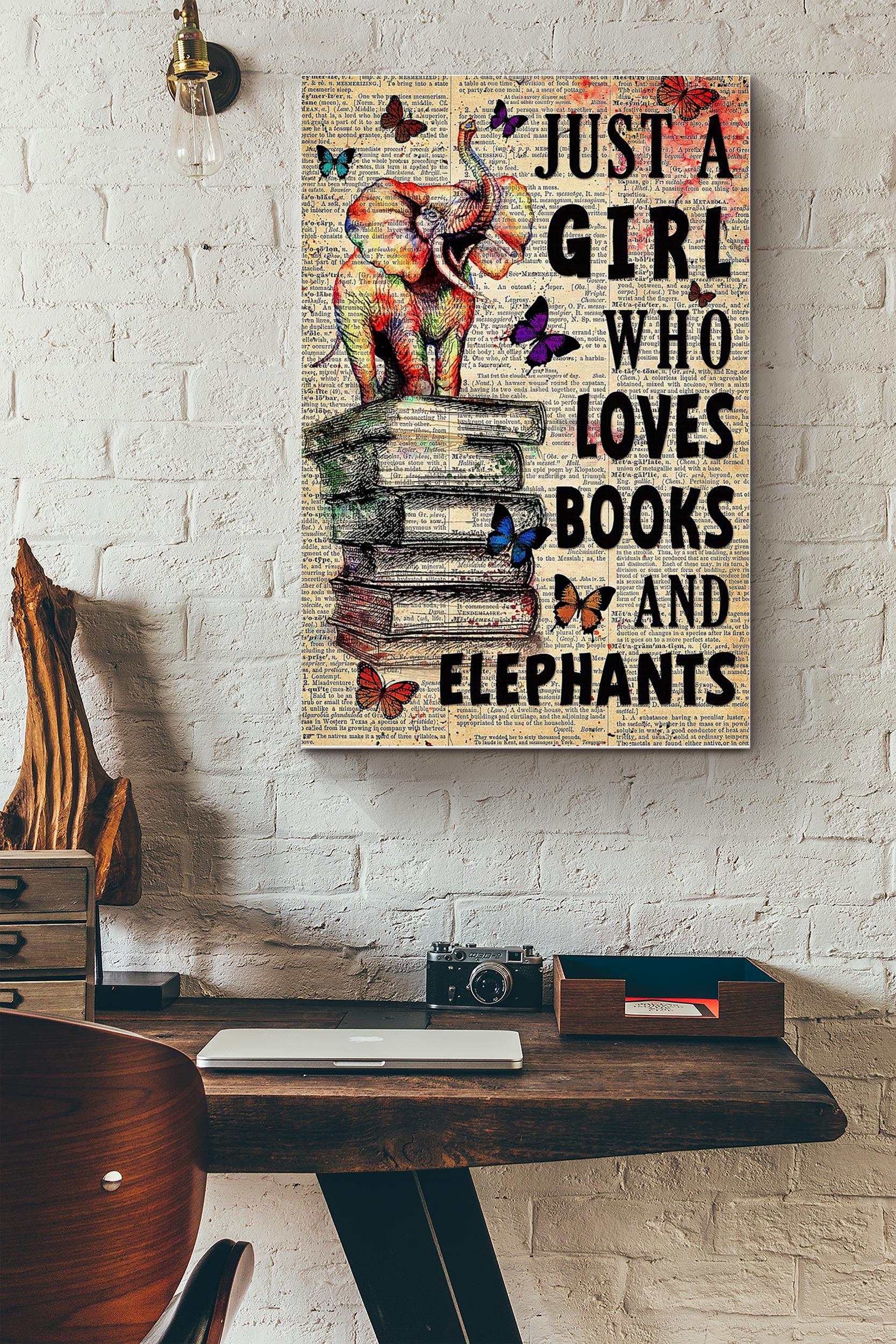 Just A Girl Who Loves Books And Elephants (Unframed) Poster