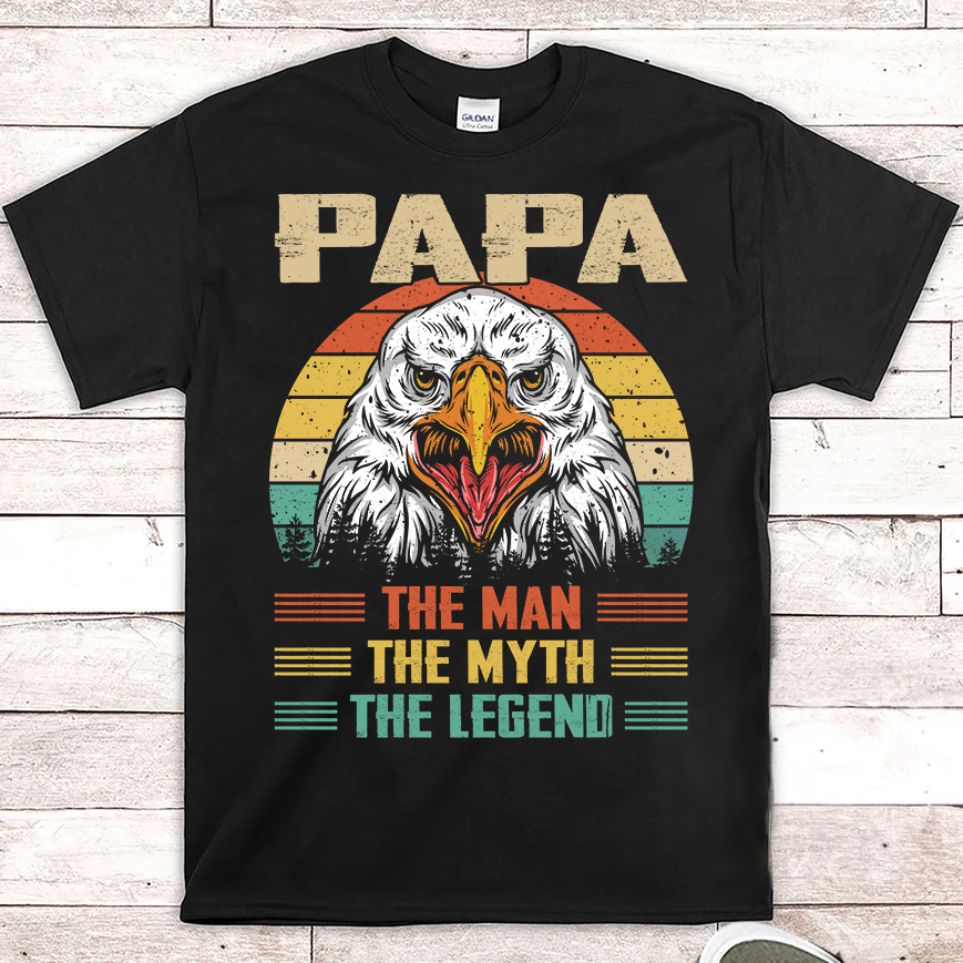 Apayprint – Papa Eagle – The Man – The Myth – The Legend  Personalized T-Shirt
