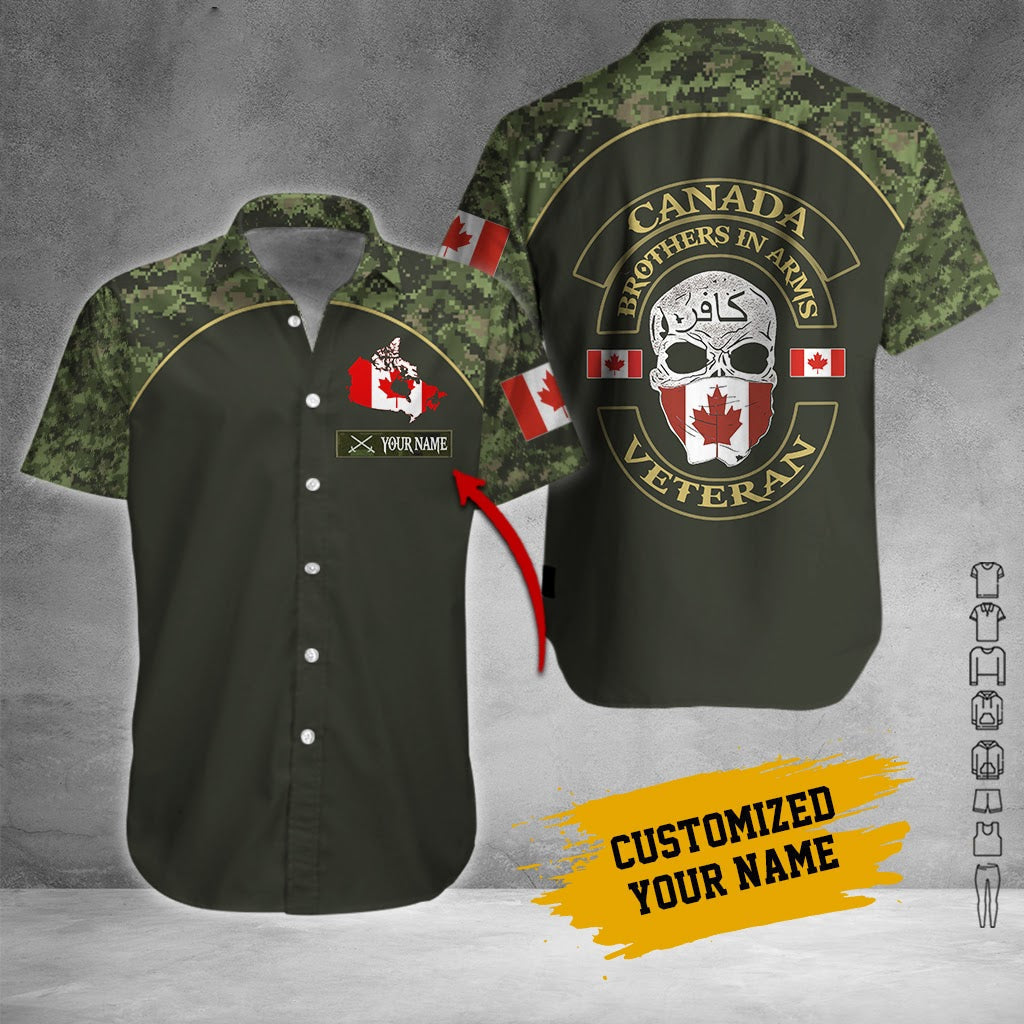 Love Canadian Armed Forces Caf Custom Name Aloha Hawaii Shirts For Men Women Ha18173