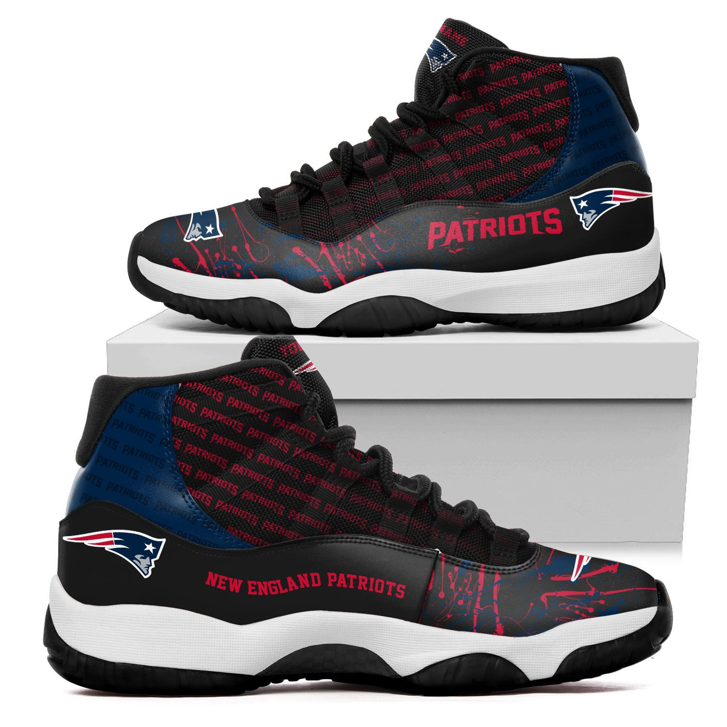 New England Patriots Custom Name Air Jd 11 Sneakers Shoes 148 For Football Fans