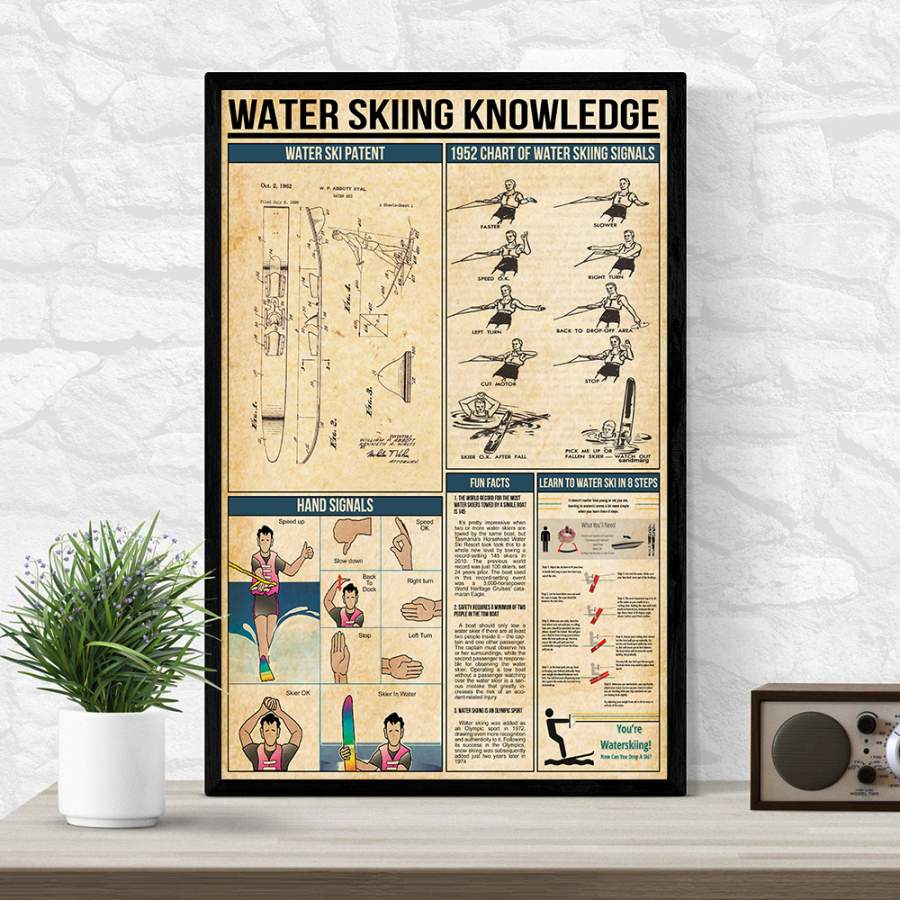 Wozoro Unframed Poster Water Skiing Knowledge Size 11×17, 16×24, 24×36 inch