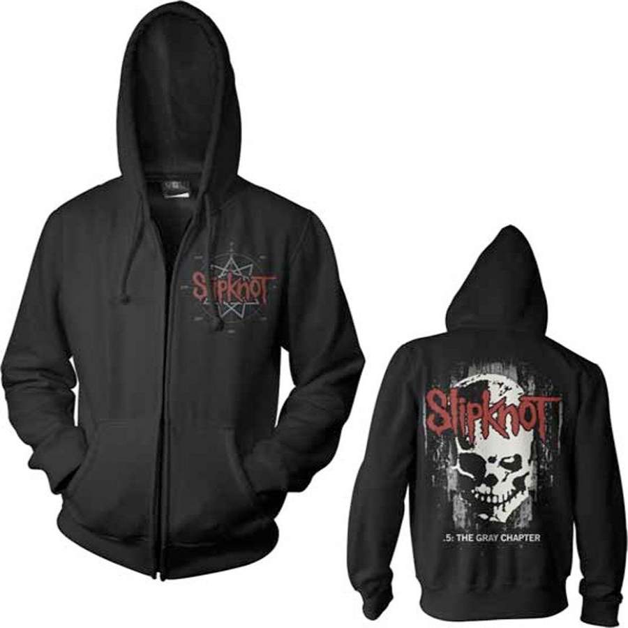 Slipknot – Skull Back – Zip Up Black Hooded Sweatshirt – Fit Fit Apparel