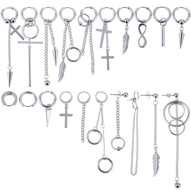 20 Pcs/Set Kpop Korean Earrings Stainless Steel