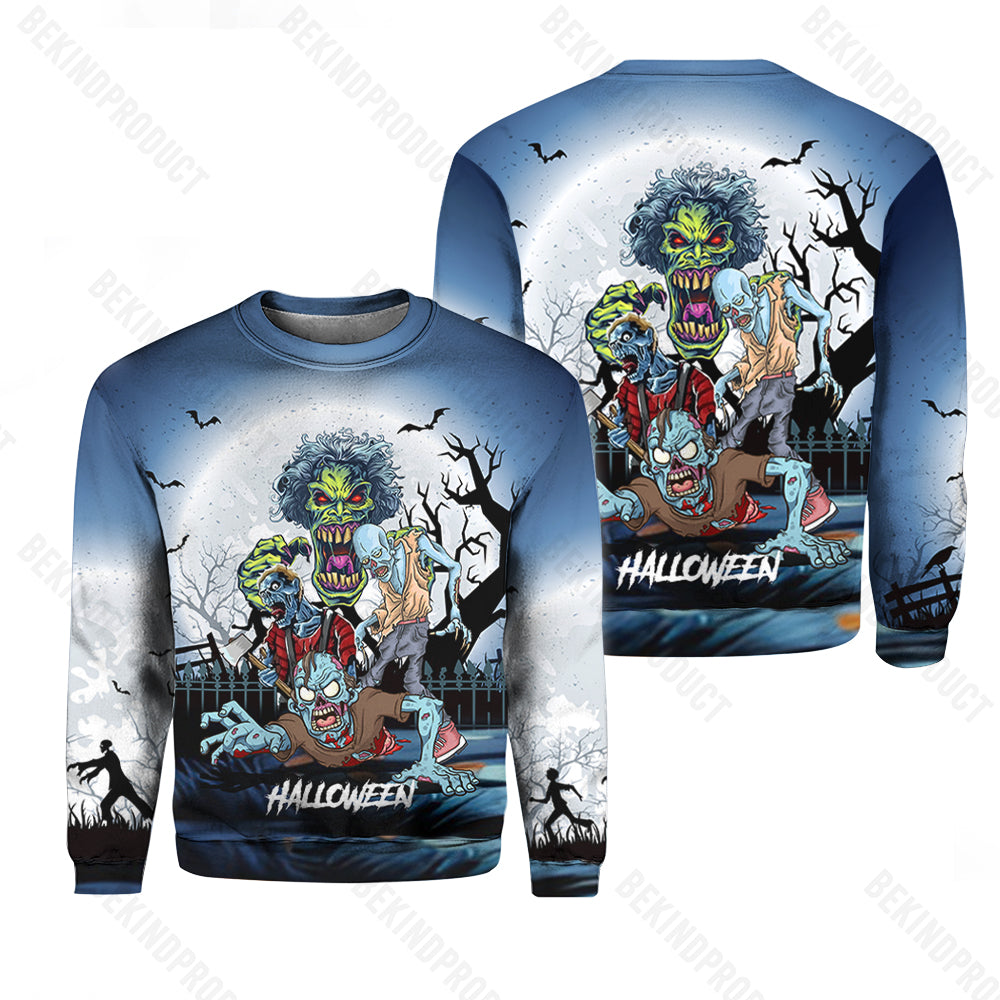 Zoombie Halloween Crewneck Sweatshirt All Over Print Sweatshirt For Women Sweatshirt For Men Swn1079