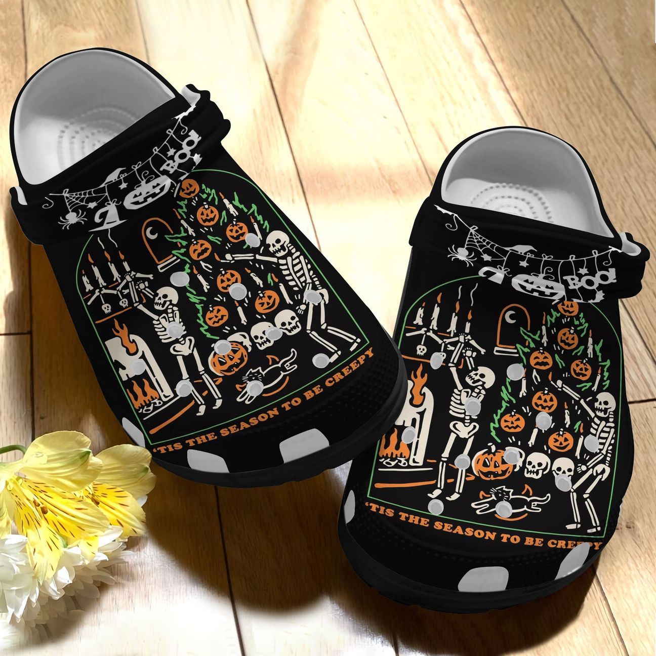 Halloween Personalized Clog, Custom Name, Text, Color, Number Fashion Style For Women, Men, Kid, Print 3D ‘Tis The Season To Be Creepy