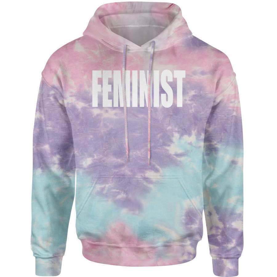 (White Print) – Feminist  Tie-Dye Adult Hoodie Sweatshirt