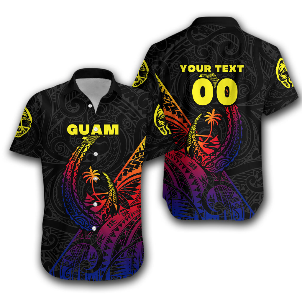 (Custom Personalised) Guam Rugby Hawaiian Shirt Polynesian Patterns Style – Gradient Lt16