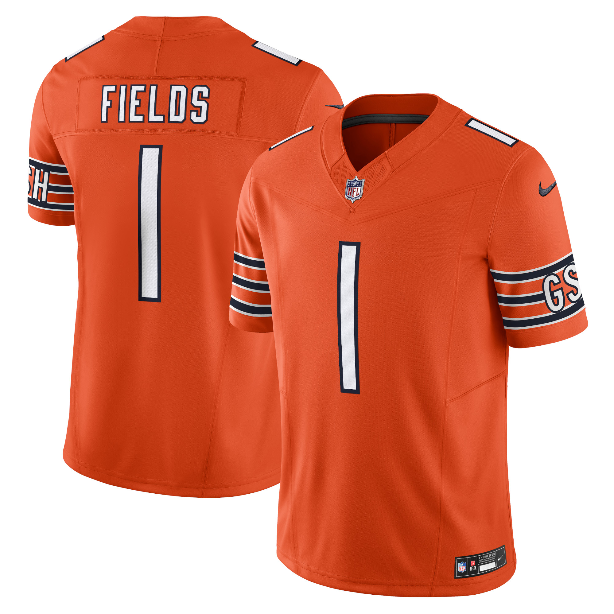 Men’s Chicago Bears Justin Fields Orange Vapor F.U.S.E. Limited Jersey