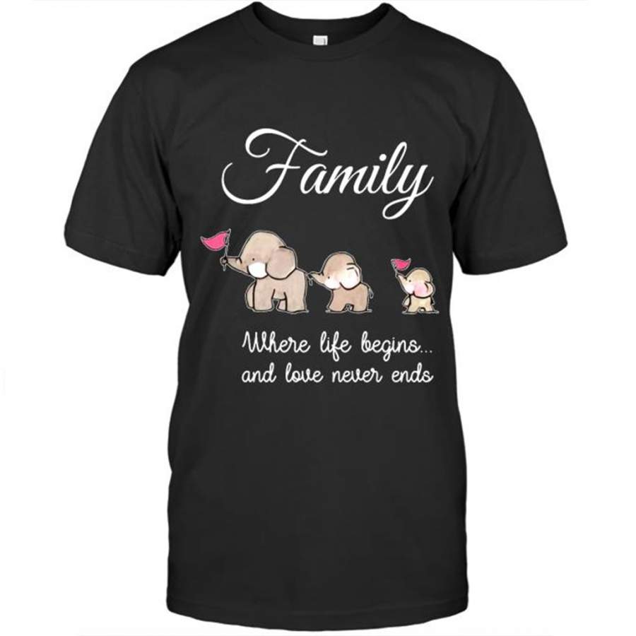 Family Where Life Begins And Love Never Ends, Elephant Lover Funny B – Gildan Short Sleeve Shirt