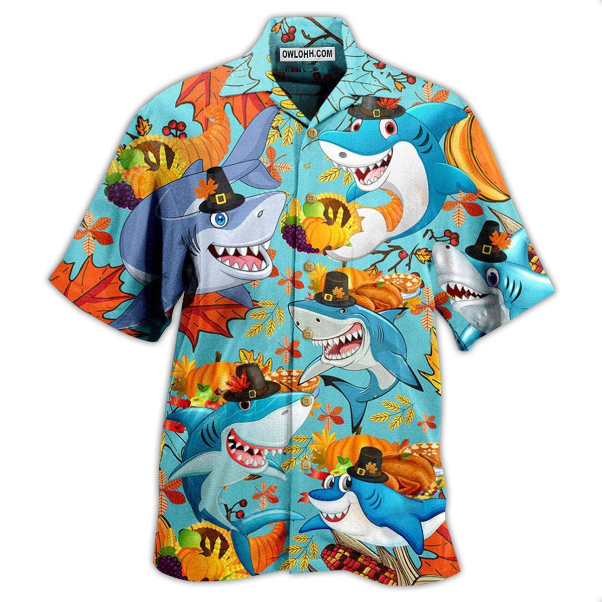 Shark Thanksgiving – Hawaiian Shirt  – Owl Ohh