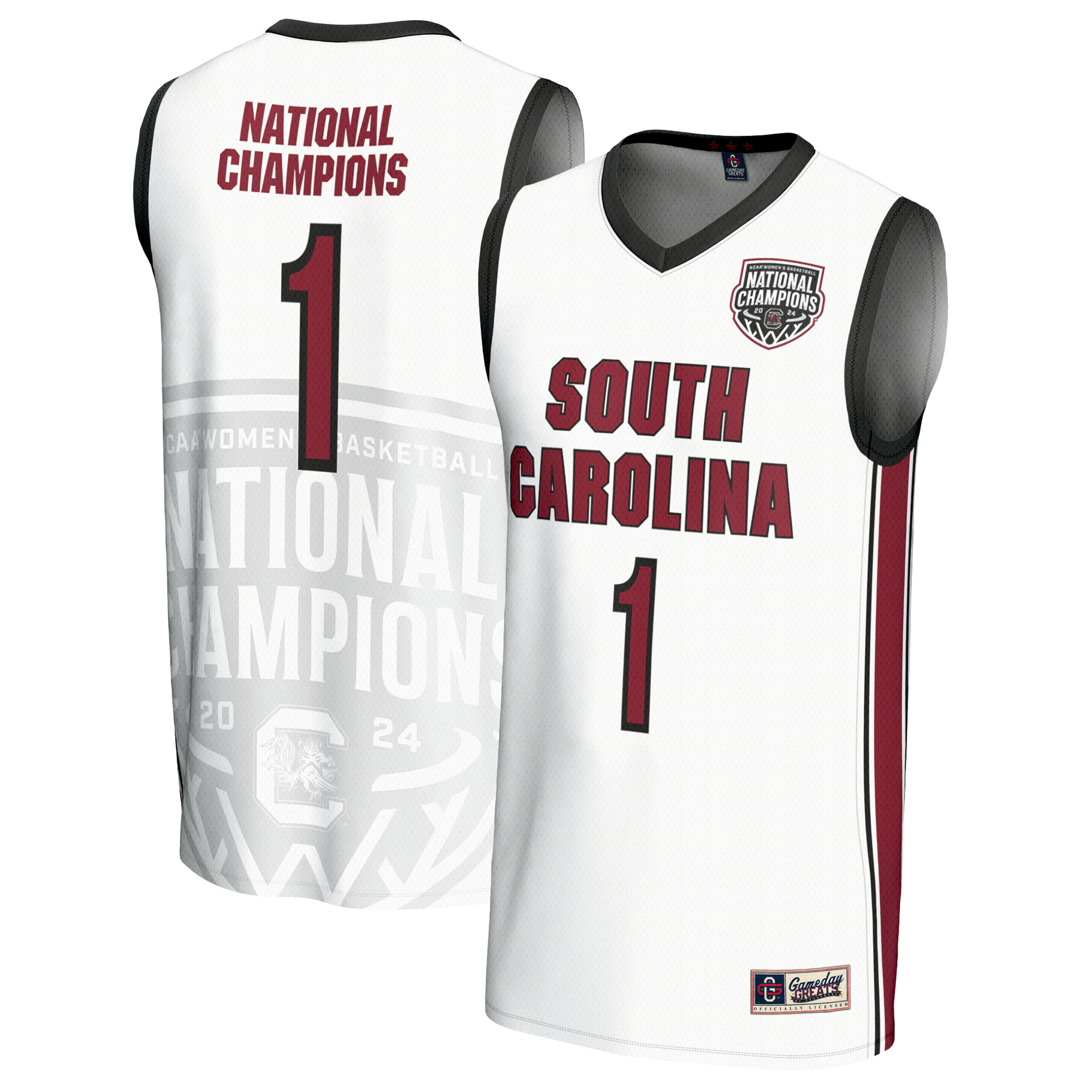 South Carolina Gamecocks GameDay Greats Youth 2024 NCAA Women's Basketball National Champions Lightweight Fashion Jersey – White