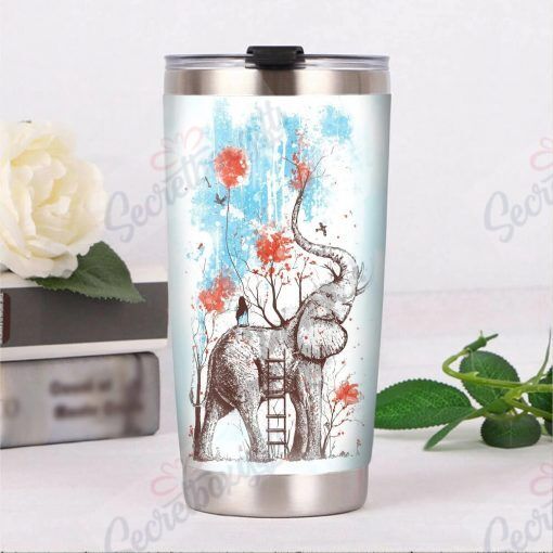 Personalized Elephant With A Litte Girl Am1010063Cl Stainless Steel Tumbler Travel Customize Name, Text, Number, Image