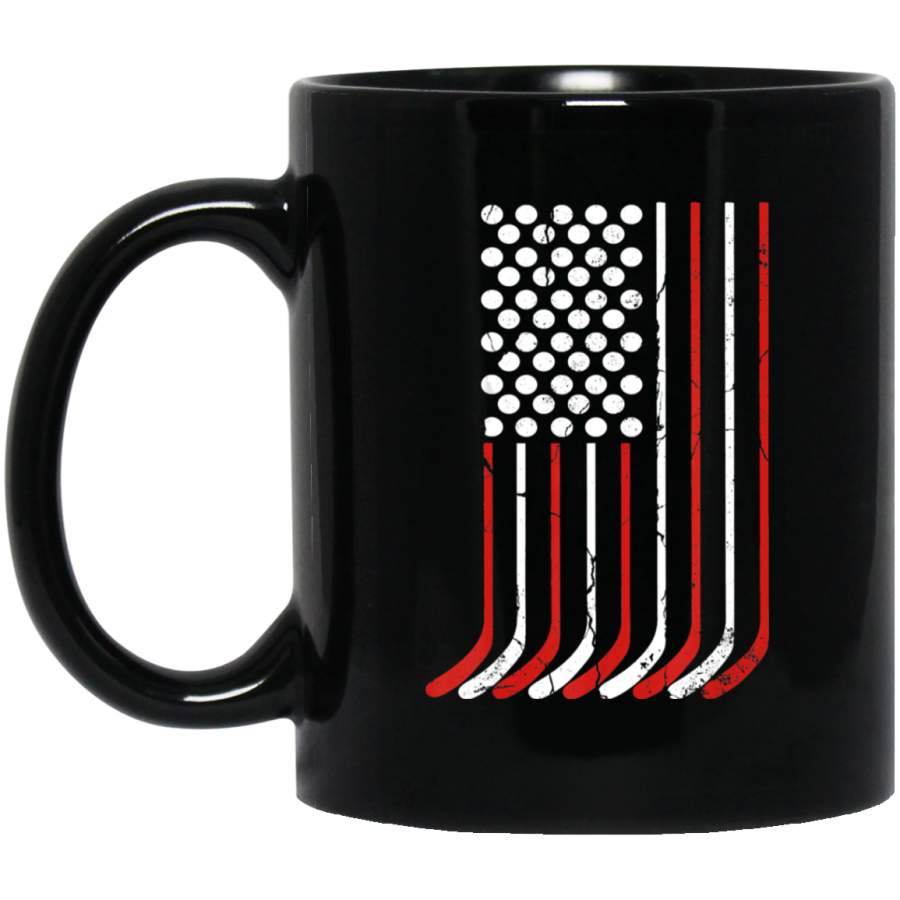 Vintage American Flag Hockey 4th July Usa Coffee Mug