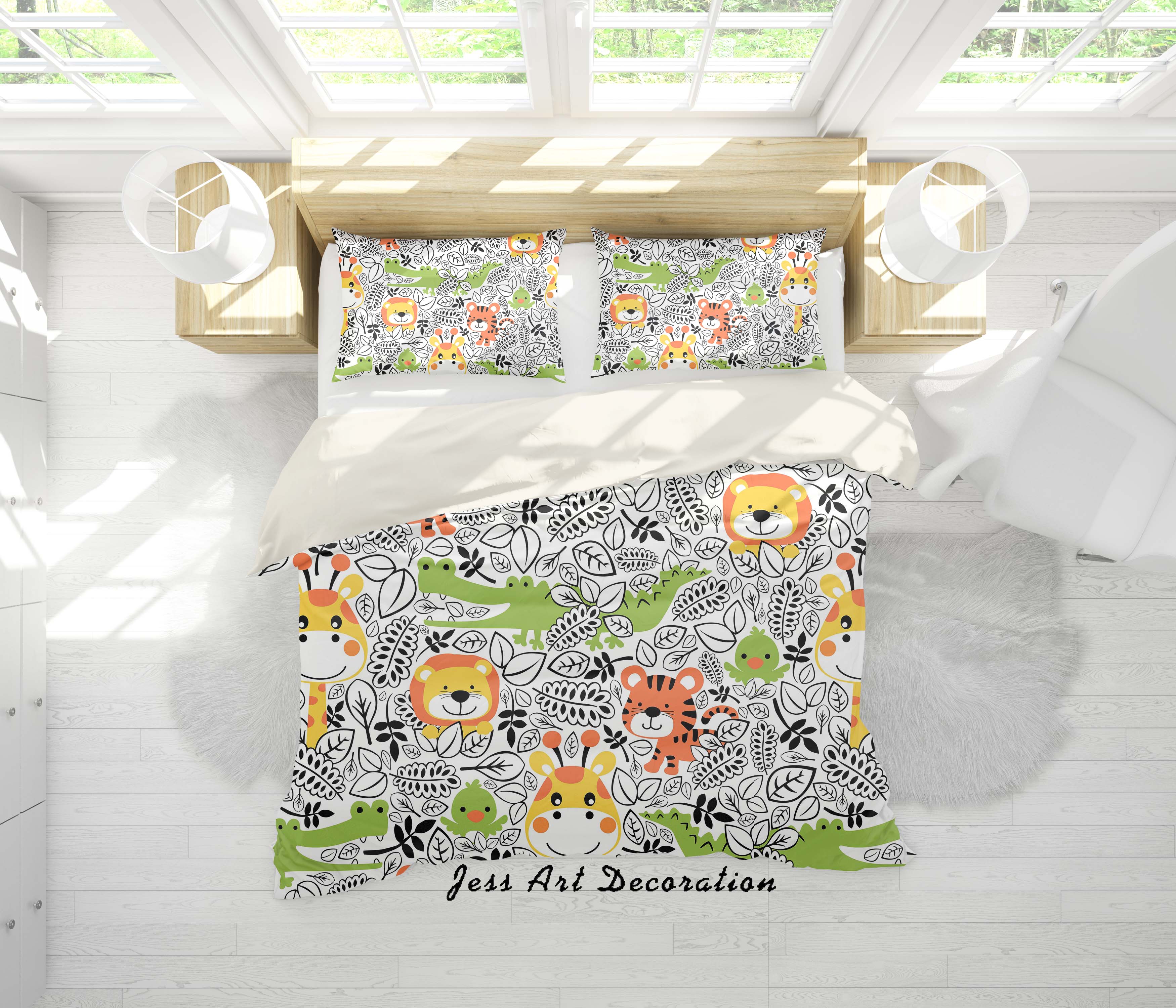 3D Cartoon Forest Animals Quilt Cover Set Bedding Set Pillowcases 91