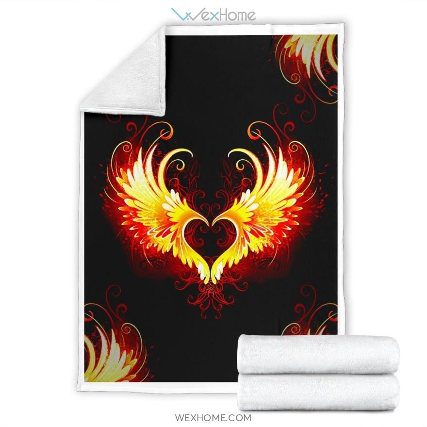 Fire Phoenix Flaming Heart Premium Blanket