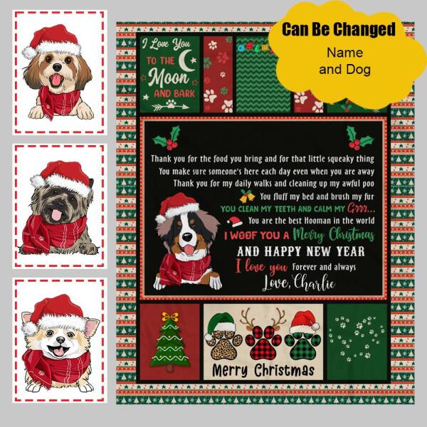 Thank You Hooman – Personalized Custom Fleece Blanket Christmas Gifts For Dog Lovers – Trending Personalized