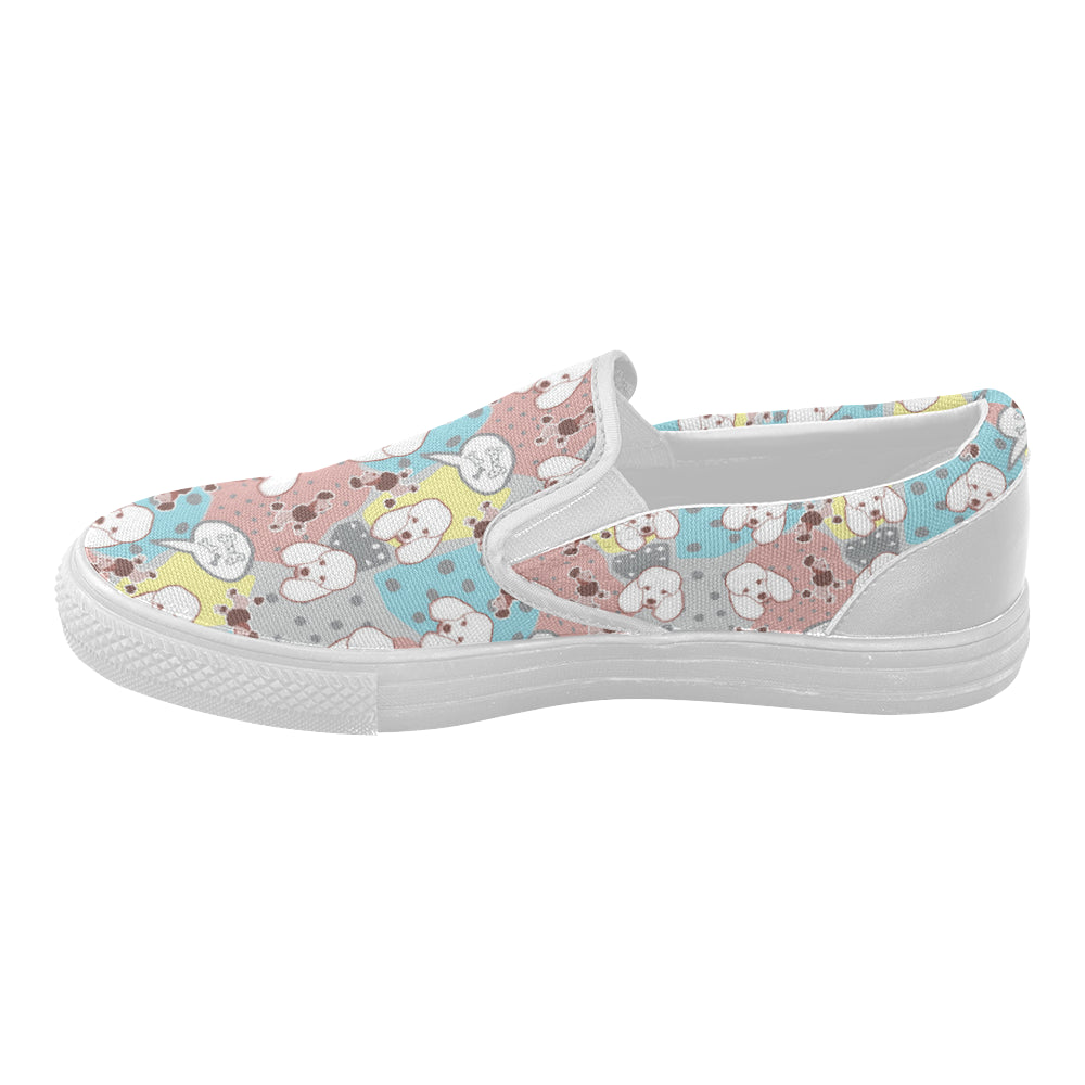 Poodle Pattern White Women’s Slip-on Canvas Shoes