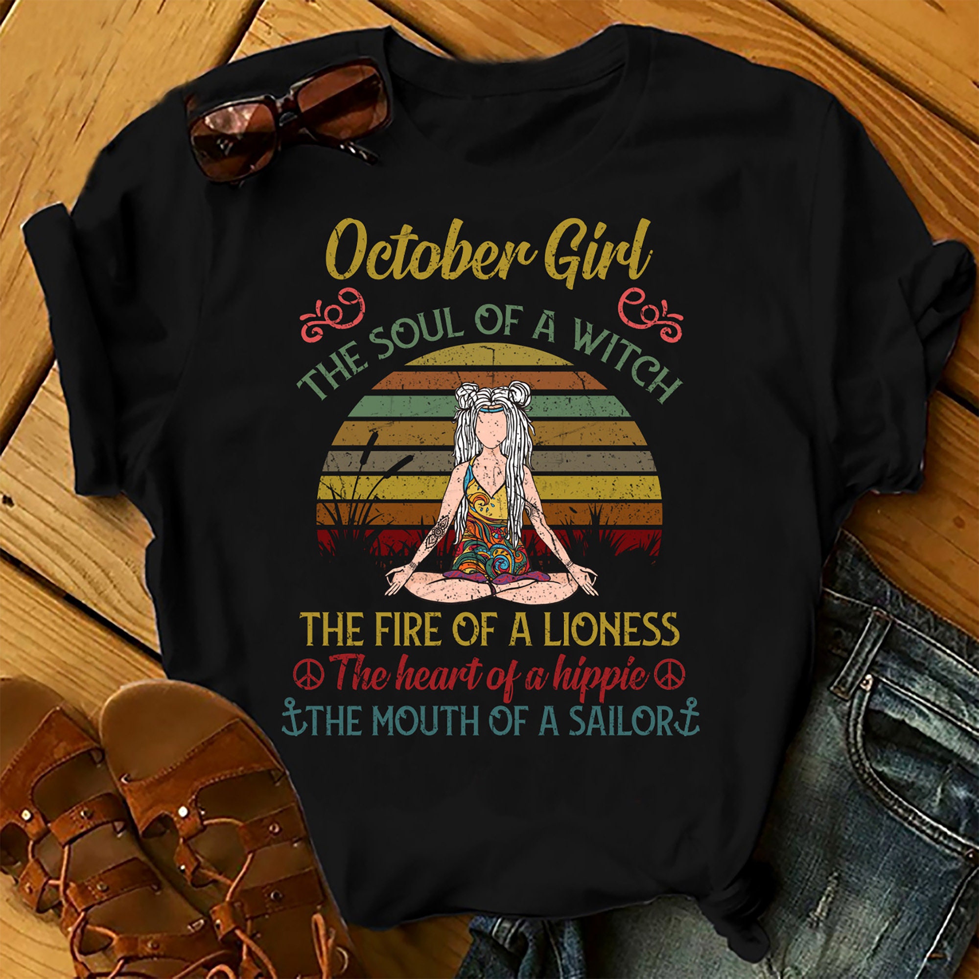 Birthday Gift Month Customised Personalised – October Girl Vintage Birthday – Shirts Women, Birthday T Shirts, Summer Tops, Beach T Shirts